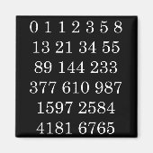 Mathématiques Magnet Fibonacci numéros de séquence (Devant)
