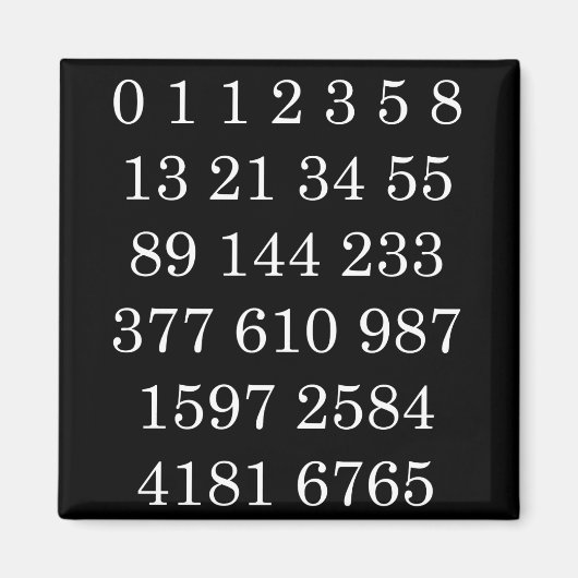 Mathématiques Magnet Fibonacci numéros de séquence (Devant)