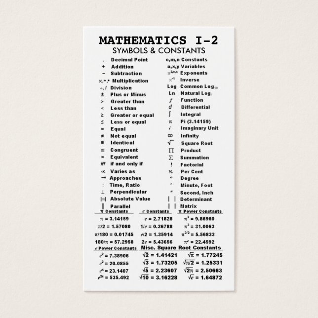 Mathématiques Quik-Ref I-2 Poche/Porte-monnaie (Devant)