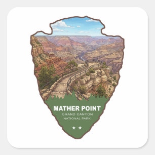 Mather Point Grand Canyon National Park Pijl Vierkante Sticker