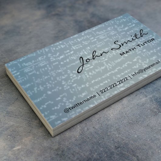 Maths bleu clair Formules Math Tutor Carte de visi