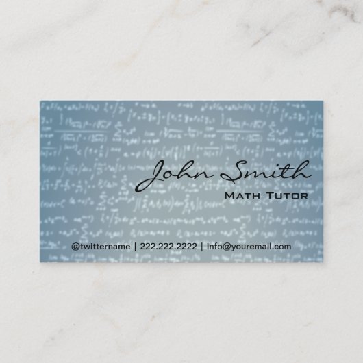 Maths bleu clair Formules Math Tutor Carte de visi (Devant)
