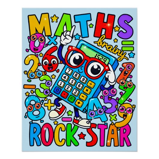Maths Rock Star Poster for Kids UK Classroom Perfect Poster (Voorkant)