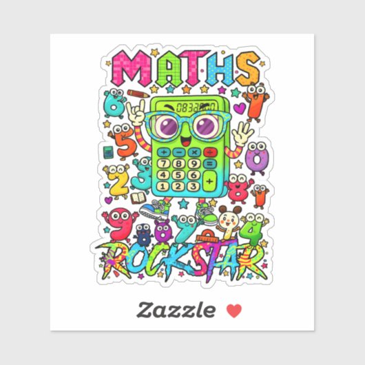 Maths Rockstar Cute Numbers Sticker for Kids (Feuille)