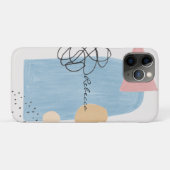 Matig Abstract Blush Pink Blue Shapes Monogram Case-Mate iPhone Case (Achterkant (horizontaal))