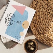 Matig Abstract Blush Pink Blue Shapes Monogram Notitieboek