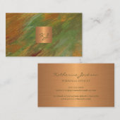 Matig abstract elegant goud, monogrammen visitekaartje (Voorkant / Achterkant)