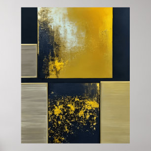 Matig Abstract geel zwart Poster