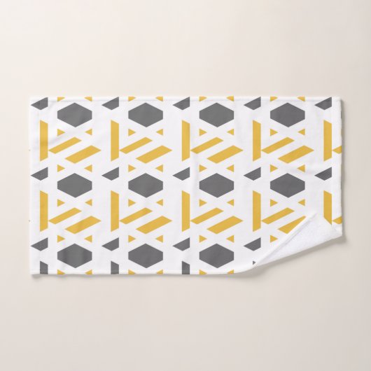 Matig, abstract, grijs, mosterdgeel, wit bad handdoek (Handdoek)
