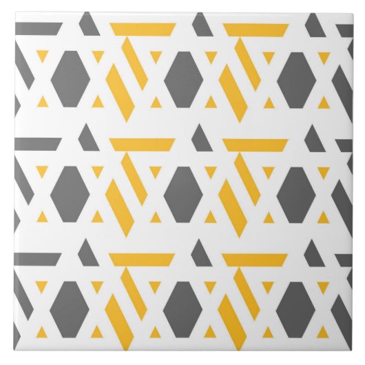 Matig, abstract, grijs, mosterdgeel, wit tegeltje (Voorkant)