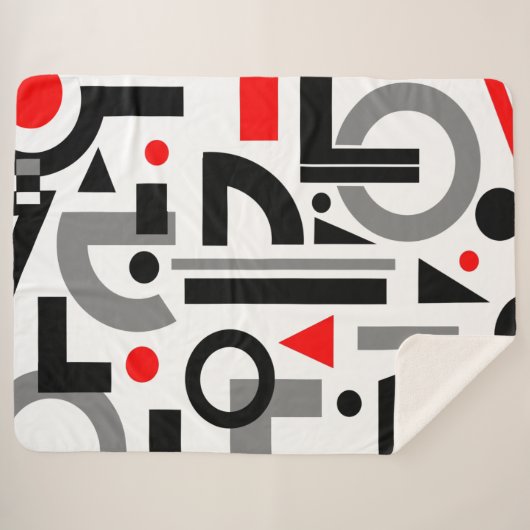 Matig Abstract grijs rood wit Sherpa Deken (Voorkant (horizontaal))