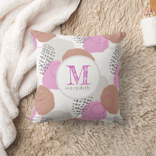 Matig Abstract roze grijze monogram Kussen (Deken)