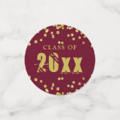 Matig Afstuderen maroon Gold Confetti jaar (Kleine voorkant)