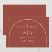 Matig 'Arch Minimal Wedding Terracotta' script Save The Date (Voorkant / Achterkant)