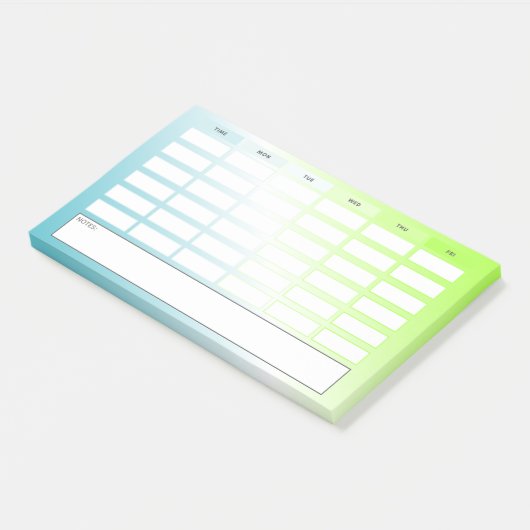 Matig Blauw Groen Gradiënt Weekschema Post-it® Notes (Schuin)