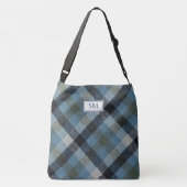 Matig blauw speldegepersonaliseerd monogram crossbody tas (Achterkant)