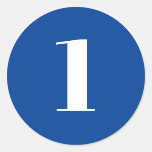 Matig blauw-wit aangepast nummer leeftijd monogram ronde sticker