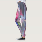 Matig blauwe abstracte bloem leggings (Links)