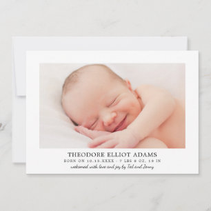 Matig Blush Neutrale Stripes Baby Boy Foto geboort Aankondiging