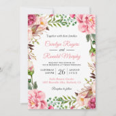 Matig Blush Pink Botanic Floral Wreath Wedding Kaart (Voorkant)