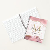 Matig Blush Pink Gold Glitter Agate Monogram Notitieboek (Binnen)
