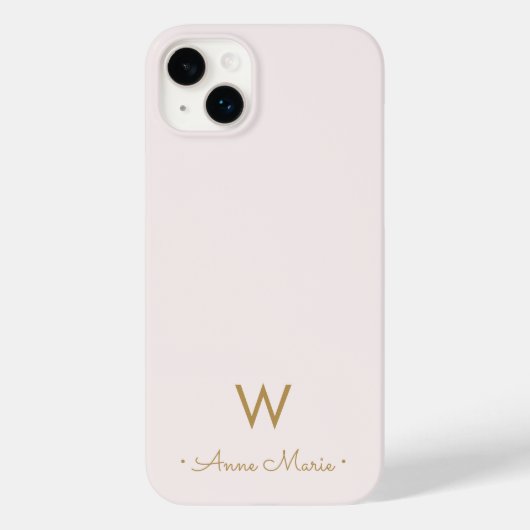 Matig Blush Pink Gold Script Monogram Case-Mate iPhone Case (Achterkant)
