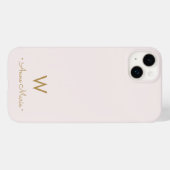 Matig Blush Pink Gold Script Monogram Case-Mate iPhone Case (Achterkant (horizontaal))