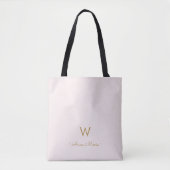 Matig Blush Pink Gold Script Monogram Draagtas (Voorkant)