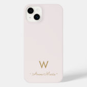 Matig Blush Pink Gold Script Monogram iPhone Hoesje (Achterkant)