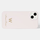 Matig Blush Pink Gold Script Monogram iPhone Hoesje (Achterkant horizontaal)
