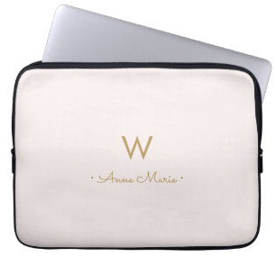 Matig Blush Pink Gold Script Monogram Laptop Sleeve