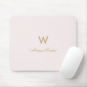 Matig Blush Pink Gold Script Monogram Muismat (Met muis)