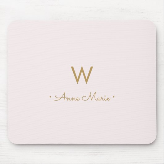Matig Blush Pink Gold Script Monogram Muismat (Voorkant)