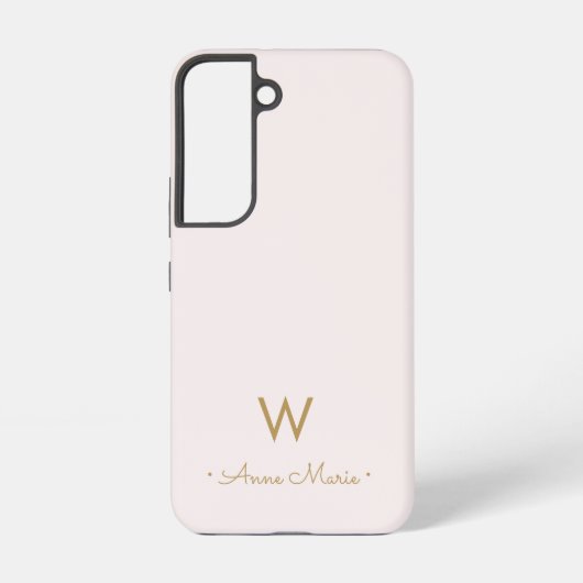 Matig Blush Pink Gold Script Monogram Samsung Galaxy Hoesje (Achterkant)