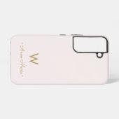 Matig Blush Pink Gold Script Monogram Samsung Galaxy Hoesje (Achterkant horizontaal)