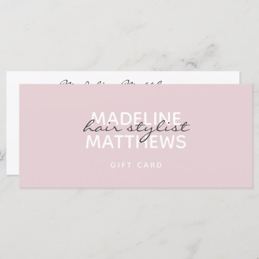 Matig Blush Pink Hair Stylist Cadeaucertificaat (Voorkant / Achterkant)