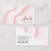 Matig Blush Roze Glitter Marble Agate Monogram Visitekaartje (Voorkant / Achterkant)
