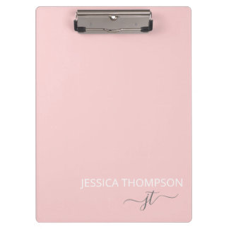 Matig Blush Roze Meisjes Monogram Naam Klembord