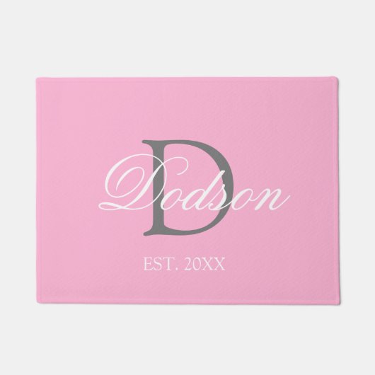 Matig Blush Roze Monogram van het Manuscript Deurmat (Voorkant)