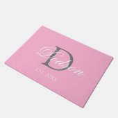 Matig Blush Roze Monogram van het Manuscript Deurmat (Schuin)