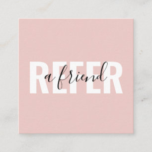 Matig Blush Roze wit zwart Verwijs een vriend Aanbevelingskaartje