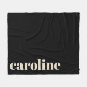 Matig Bold Typography Black Monogrammed Name Fleece Deken (Voorkant (Horizontaal))