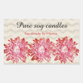 Matig chevron zigzag patroon met roze bloem rechthoekige sticker