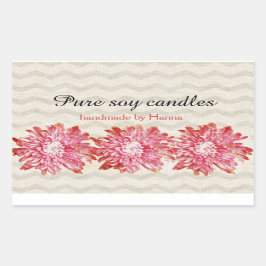Matig chevron zigzag patroon met roze bloem rechthoekige sticker