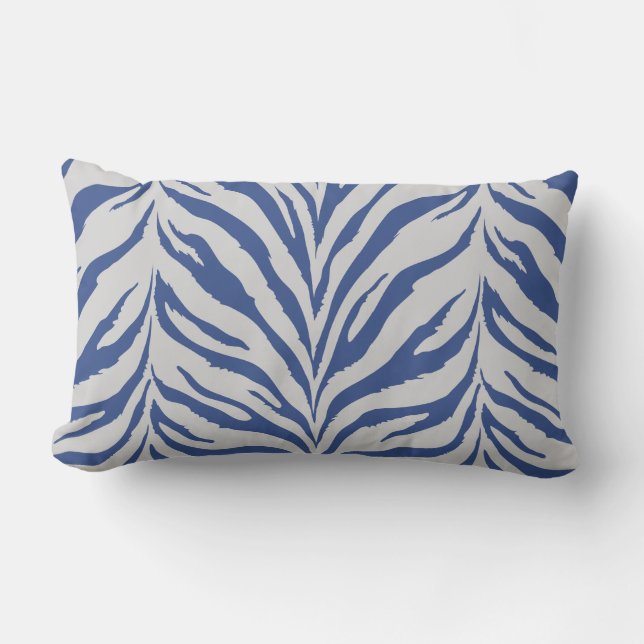 Matig chic blue en witte zebra drukt kussen (Voorkant)