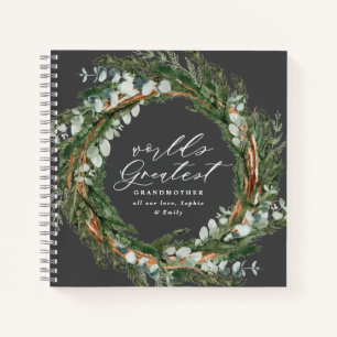 Matig chic elegant leafy wreatfoto grootmoeder notitieboek
