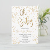 Matig chic gold foil confetti oh baby shower kaart (Staand voorkant)