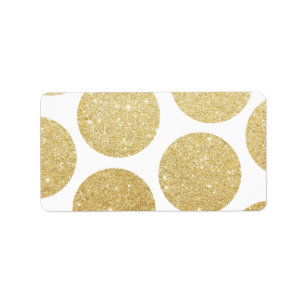 Matig chic gold glitter effect polka stips etiket