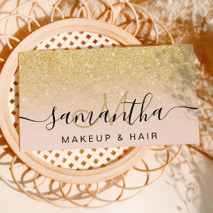 Matig chic gold glitter ombre blush make-up hair visitekaartje