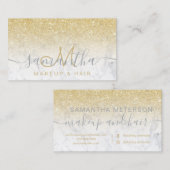 Matig chic gold glitter ombre marble makeup hair visitekaartje (Voorkant / Achterkant)